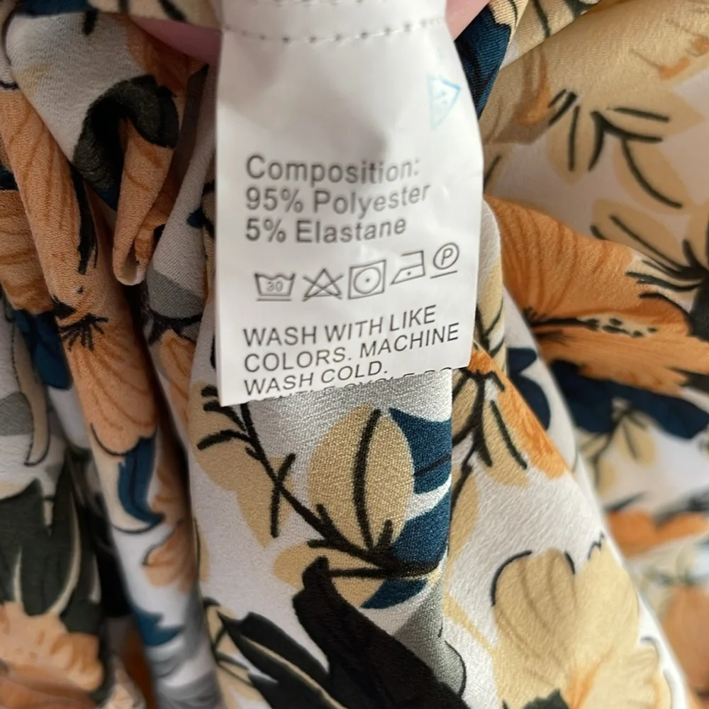 SHEIN Bright Floral Skirt Yellow Size Small - Picture 7 of 7